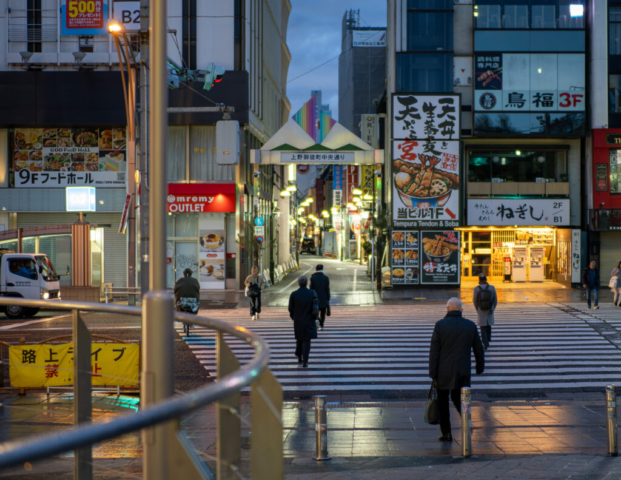 Japan5-Jan07-03 Early morning outside Ueno Station, Tokyo