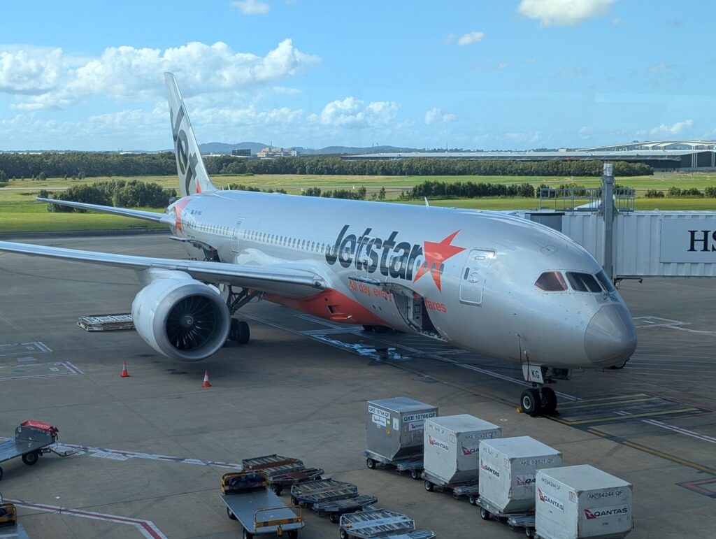 Jetstar plane Brisbane to Tokyo.